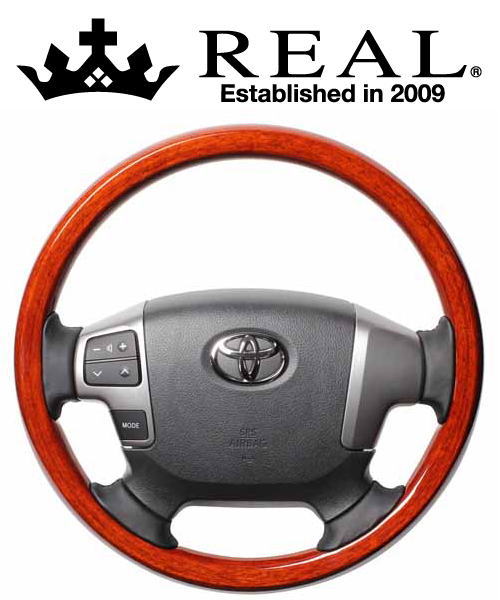 REAL STEERING オリジナルシリーズ オールウッド トヨタ ランドクルーザー 70系用 カラー：ライトブラウンウッド (J200-LBW-BK)【ハンドル】【自動車パーツ】レアル ステアリング