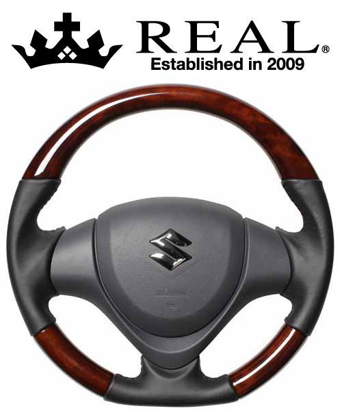 REAL STEERING オリジナルシリーズ スズキ エブリイワゴン DA17W用 カラー：ブラウンウッド (MR31-BRW-BK)【ハンドル】【自動車パーツ】レアル ステアリング