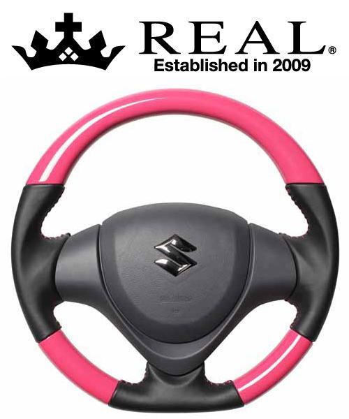 REAL STEERING オリジナルシリーズ スズキ ワゴンR スティングレー MH34S/MH44S用 カラー：キャンディピンク (MR31-PCW-PC)【ハンドル】【自動車パーツ】レアル ステアリング
