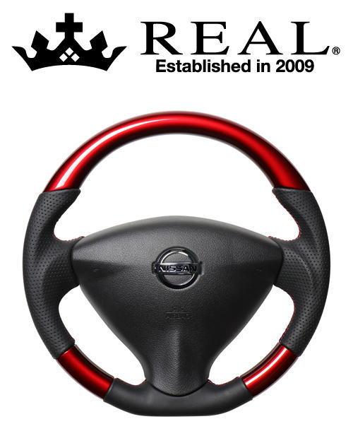 REAL STEERING オリジナルシリーズ 日産 ニッサン NV350キャラバン E26用 カラー：パールレッド (NSA-RDW-RD)【ハンドル】【自動車パーツ】レアル ステアリング