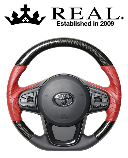 REAL STEERING プレミアムシリーズ トヨタ スープラ DB型用 カラー：ブラックカーボン＆レッドレザー (TYCP-RD-BKC)【ハンドル】【自動車パーツ】レアル ステアリング