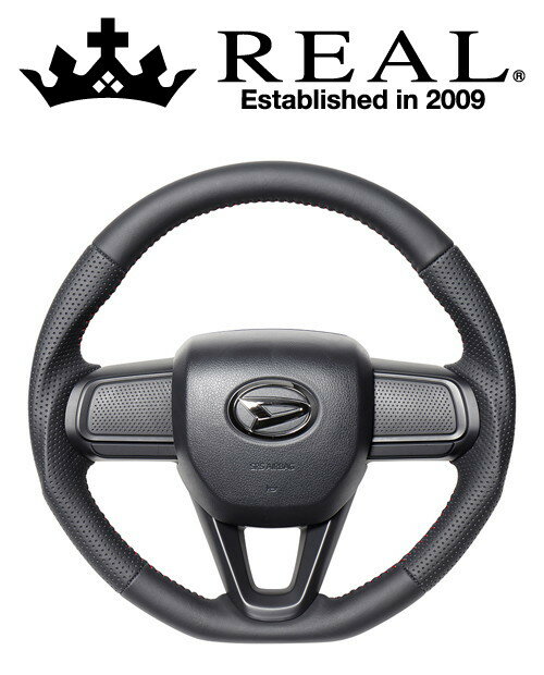 REAL STEERING オリジナルシリーズ ダイハツ アトレー S700V/S710V用 カラー：オールレザー(レッドステッチ)(DIB-LPB-RD)【ハンドル】【自動車パーツ】レアル ステアリング