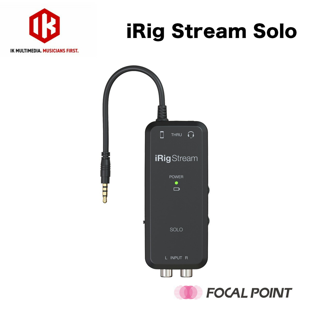 IK Multimedia / アイケーマルチメディアiRig Stream Solo / アイリグ・ストリーム・ソロiPhone iPad Android 用の手頃な ストリーミング オーディオ インターフェース