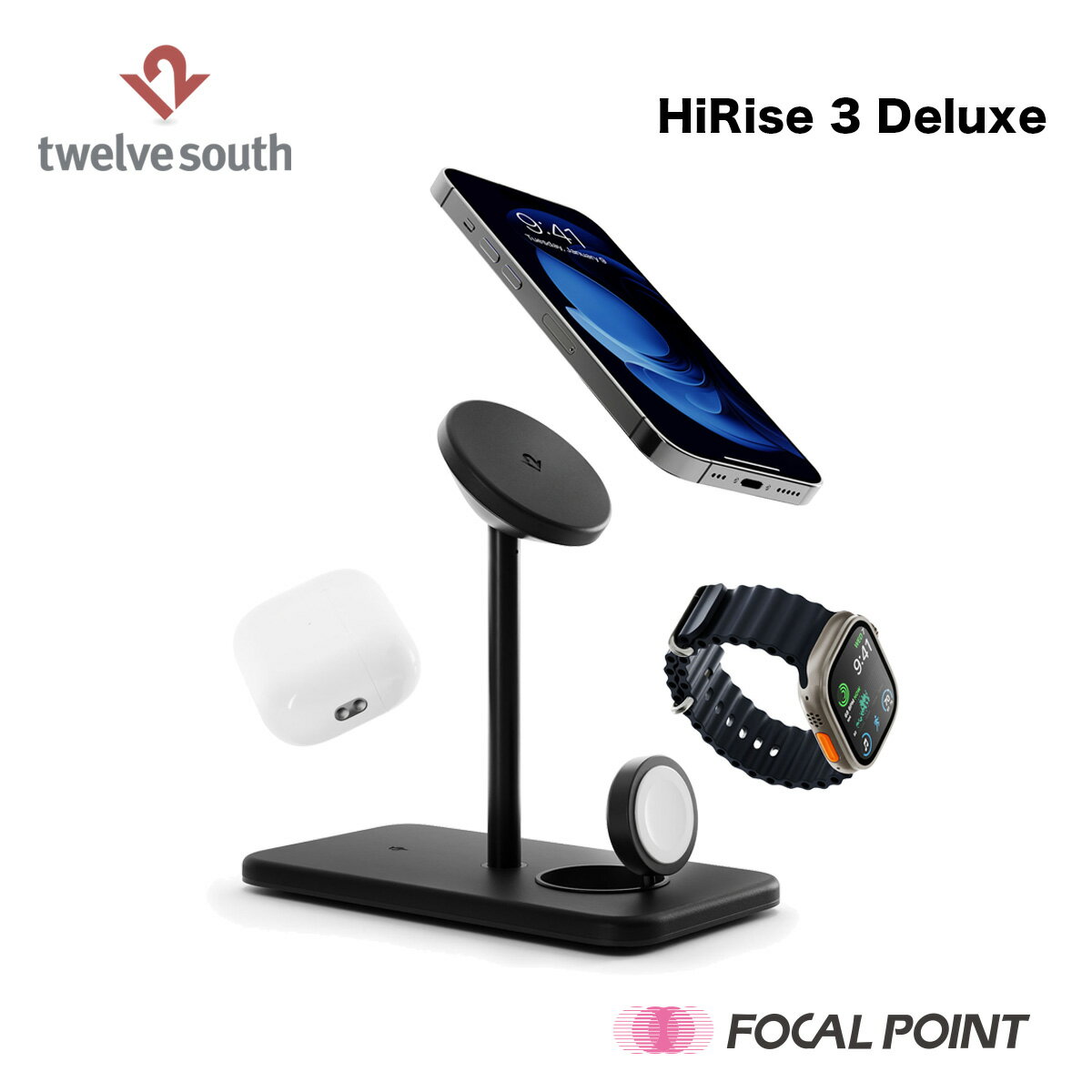 Twelve South HiRise 3 Deluxe/ ȥ֥ ϥ饤꡼ǥå 磻쥹Ŵ 3in1 Qi MFiǧ iPhone ޡȥե AppleWatchAirPods