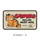 【 アイボリー 】ガーフィールド ミニ CMプレート ライセンスプレート GARFIELD BIKER CM PLATE