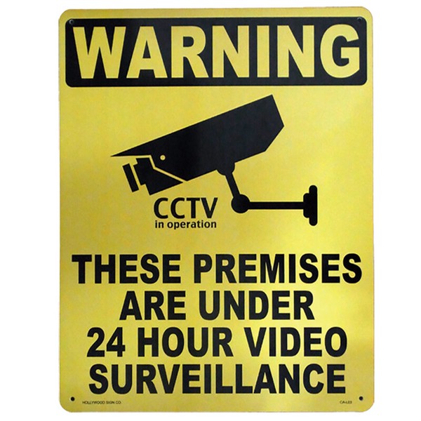 【 24H監視中 】 24HOUR VIDEO SURVEILLANCE PLASTIC SIGN BOARD プラスティック サインボード