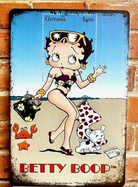 【 ベティ ブープ / サマー 】 BETTY BOOP Summer Sign Plate ティン ブリキ