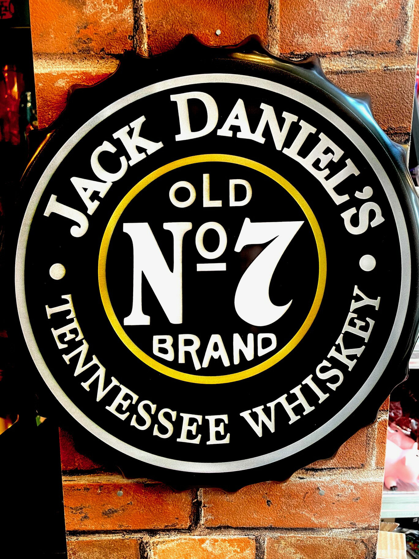 【 ジャックダニエル No7 】 Jack Daniel’s No7 Bottle Cap Tin Sign メタルサイン