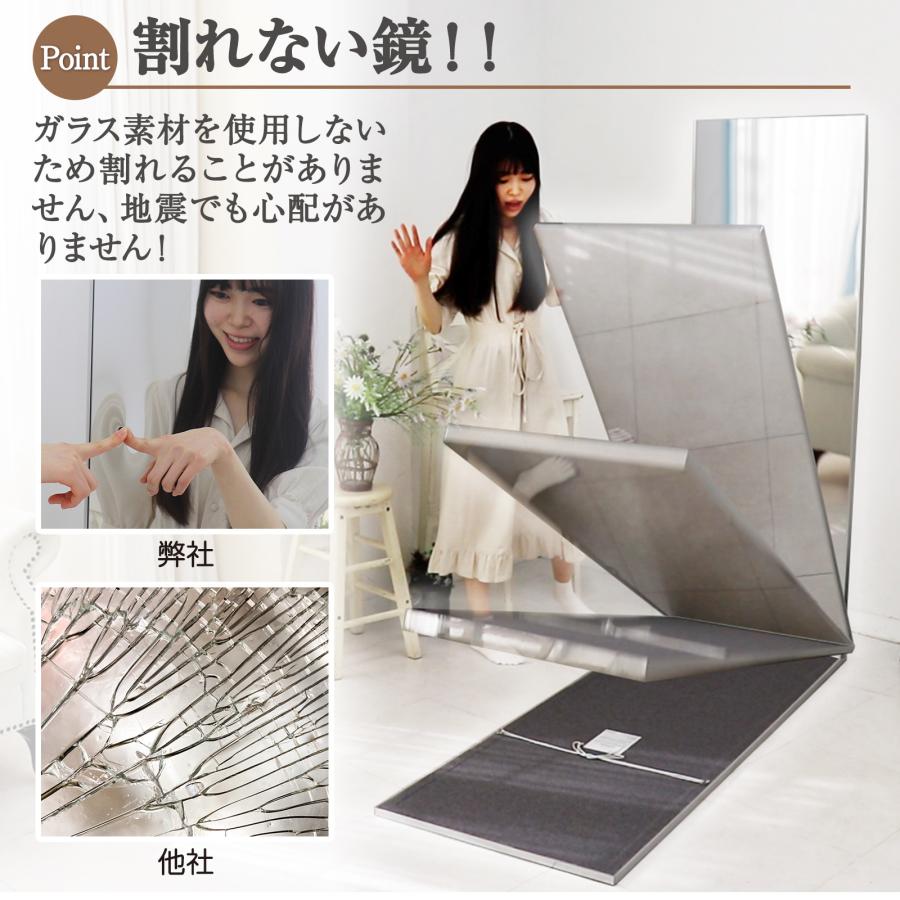 割れない鏡 スタンドミラー 全身鏡 姿見鏡 超軽量 鏡 幅80×高さ160cm スタンド付き キャスターミラー 360°回転 ソフトミラー 安心 安全 ダンス ヨガ レッスン [3]