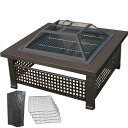 バーベキュー 焚火台 多人用 BBQ 庭 焚火台 家族用 大型 バーベキュー テーブル キャンプ 焚火台+焼き網5枚セット+防水カバー