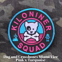 キロナイナー ドッグ＆クロスボーン ピンク×ターコイズ モールパッチ KILONINER Dog and Crossbones Miami Vice Patch 3 Pink x Turquoise - Morale Patch / ハードウェア ベルクロ使用 パッチ ワッペン ミリタリー ポップ マイアミ