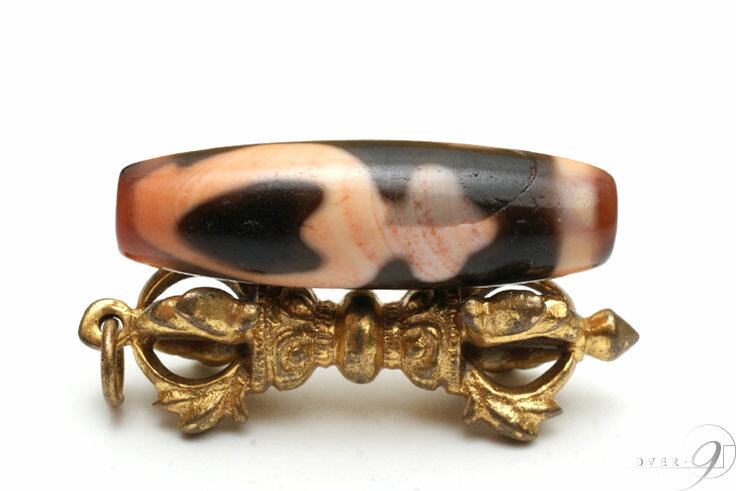 【紅朱砂　宝瓶天珠　約38mm×12mm】【メール便不可】【B】【D】