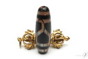 【紅朱砂 亀甲長寿天珠 約37mm×12mm】【メール便不可】【z】