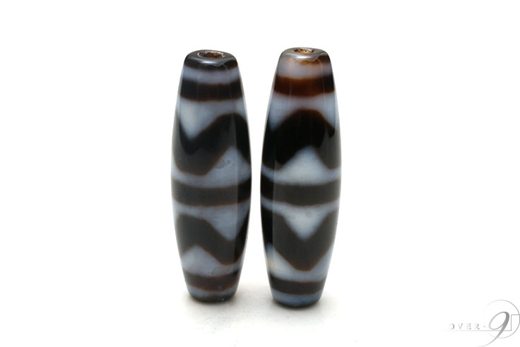 3A　至純天珠　四線虎牙天珠　約38mm×12mm【メール便可】3A至純天珠 38×12 パワーストーン バラ売り 粒売り