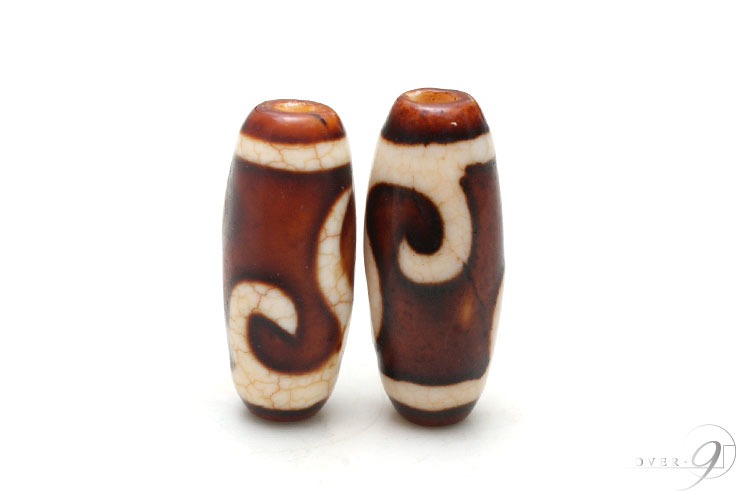 【12/4 20:00～ スーパーセール P5倍】 上肯龍紋天珠　金銭釣天珠　約24mm×9mm　【 ...