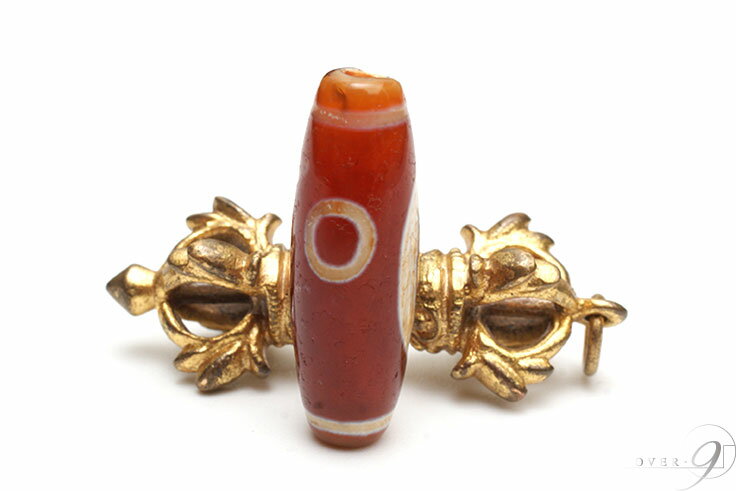 紅玉髄 日月天珠 約30mm×10mm 【メール便不可】【z】