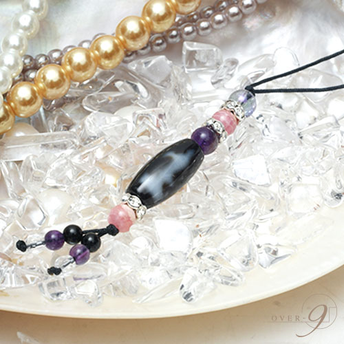 【LOVE&PEACE 観音天珠ストラップ】【メール便可】観音天珠 ストラップ 天珠 身代わり観音 護符 お守り 厄除け 健康運 パワーストーン 天然石 天珠ス...