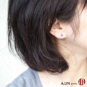 【A.UN jewelry】◆セカンドピアス◆ カイヤナイト ≪直径約3mm≫ 天然色 K18 【鑑別済み】 軸太 0.9mm 軸長さ 12mm / つけっぱなし スタッドピアス / made in japan / 両耳用