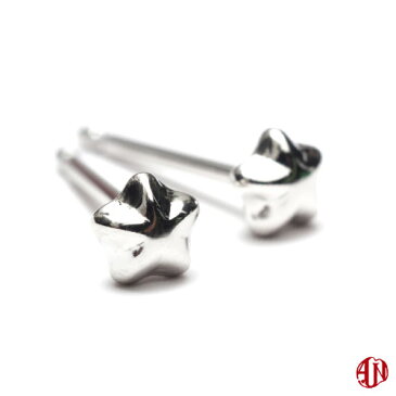 【A.UN jewelry】◆セカンドピアス◆ 星 【Pt900】 プラチナ / 軸太 0.9mm 軸長さ 12mm / つけっぱなし スタッドピアス made in japan / star スター / 両耳用