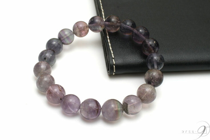 【鑑別書付き】【パイライト　イン　フローライト　約10.5mm玉　ブレスレット】 【メール便不可】【B】