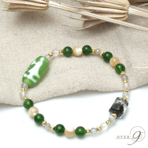 progress〜前進〜-Green- 老玉髄緑 双観音天珠ブレスレット【メール便不可】 天然石 ブレスレット パワーストーン