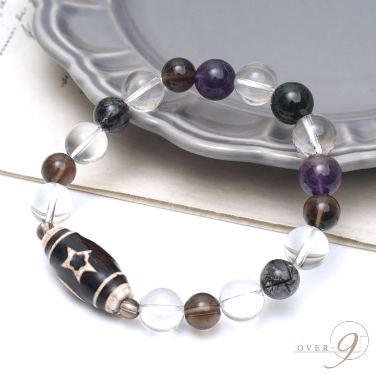 7種類から選べる龍紋天珠ブレスレット【メール便可】ブラックルチルクォーツ 翡翠 アメジスト【m】