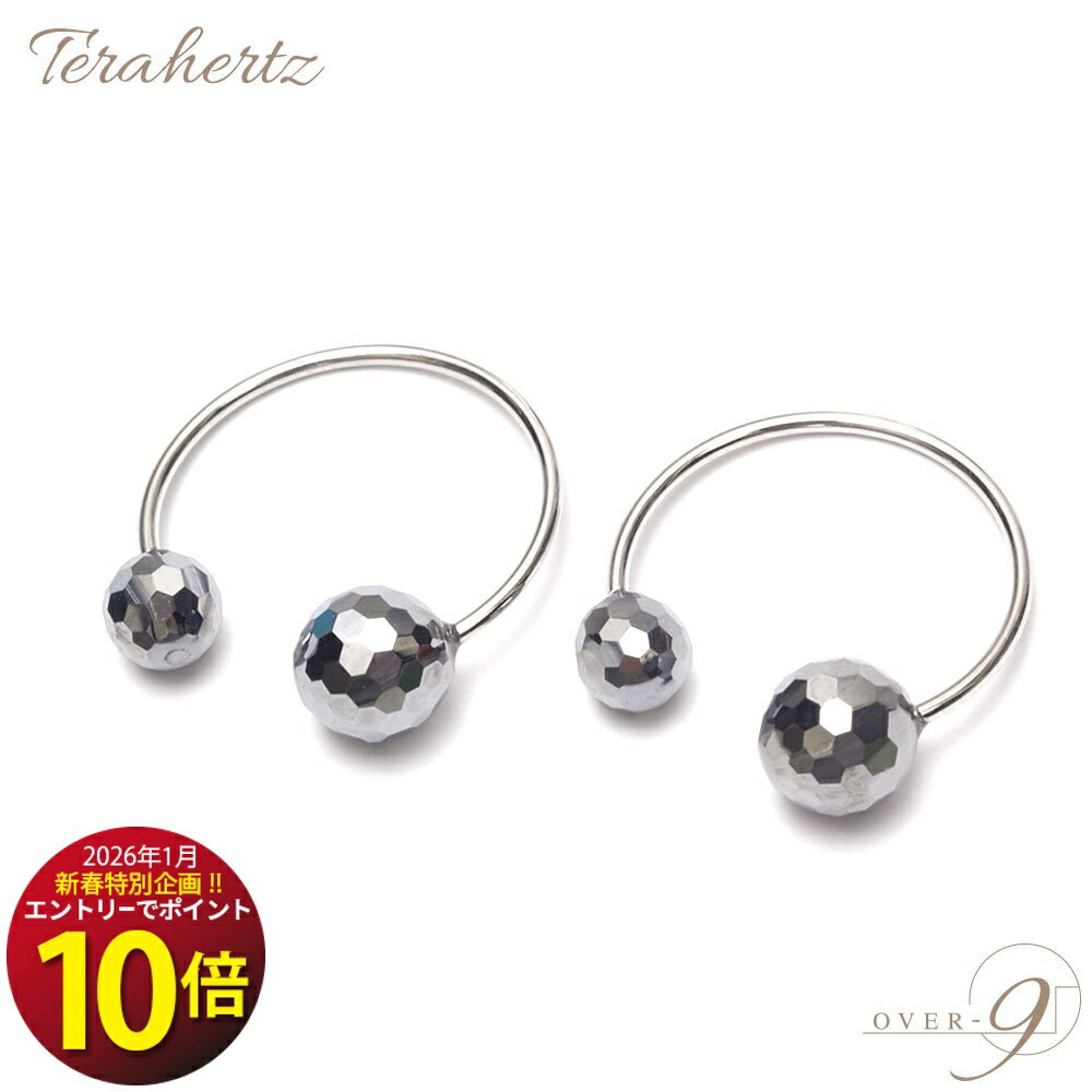 ＼＼エントリーで★ポイント10倍★ 1月4日まで！／／ OVER-9 テラヘルツ イヤーカフ (8mm、6mm) 耳つぼ ピアス イヤリング 2個ワンセット/ 両耳用 テラ鉱石 【メール便可】マッサージ リフトアップ 健康 美容 サージカルステンレス