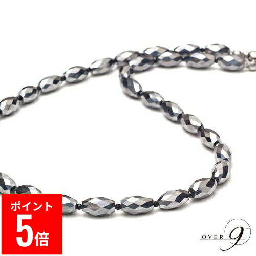 【BP期間ポイント5倍！】 OVER-9 テラヘルツ鉱石 ネックレス 樽型 首周り約40cm ＋ブラックスピネル 公..