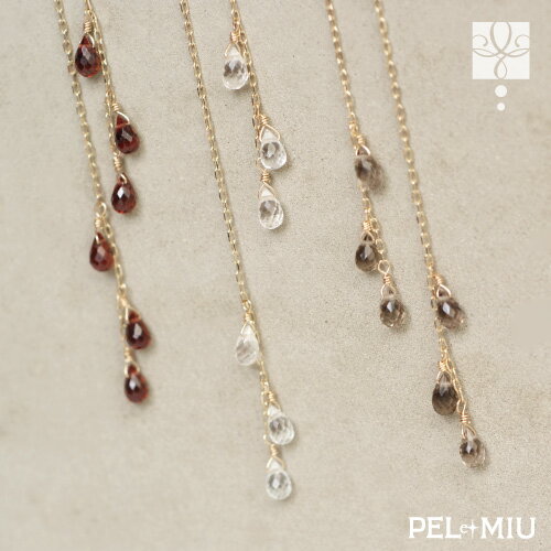 【PEL et MIU】アメリカンピアス K10金 天然石 ボタニカルドロップス しずく 木の実 10K 揺れる ピアス..