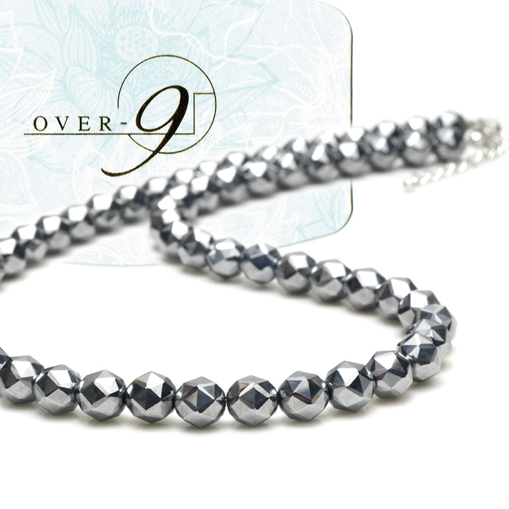 OVER-9 テラヘルツ鉱石 ネックレス 8mm 首周り約40cm スターカット 公的機関検査済み 本物 高純度99.9% 健康 ジュエリー チョーカー パワー...
