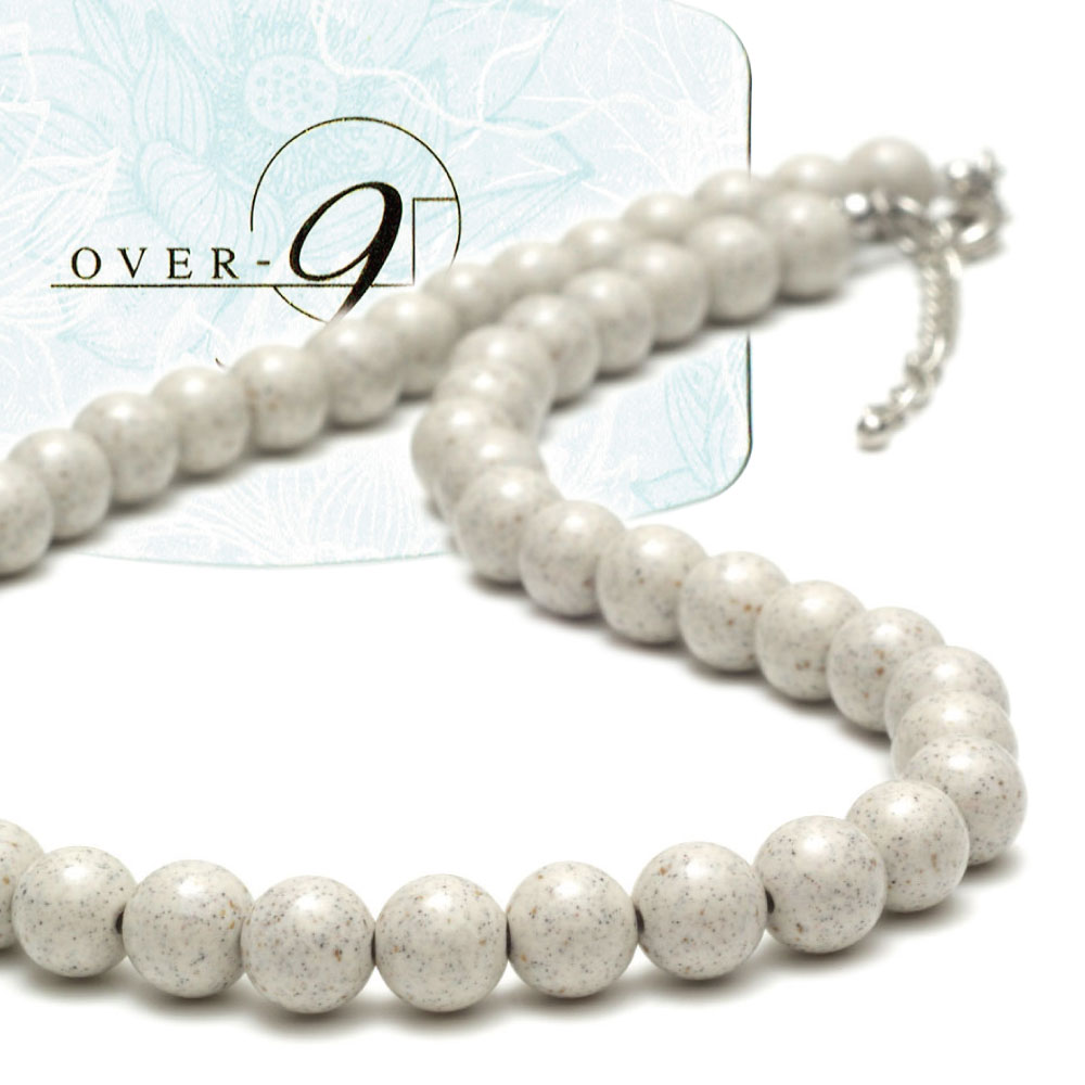 OVER-9 北投石 ネックレス 8mm 首周り約60cm 専門機関検査済み 安心 台湾産 遠赤外線 マイナスイオン 健康 ジュエリー チョーカー 風呂 パワーストーン 天然石 本物 【メール便可】【B】【R】