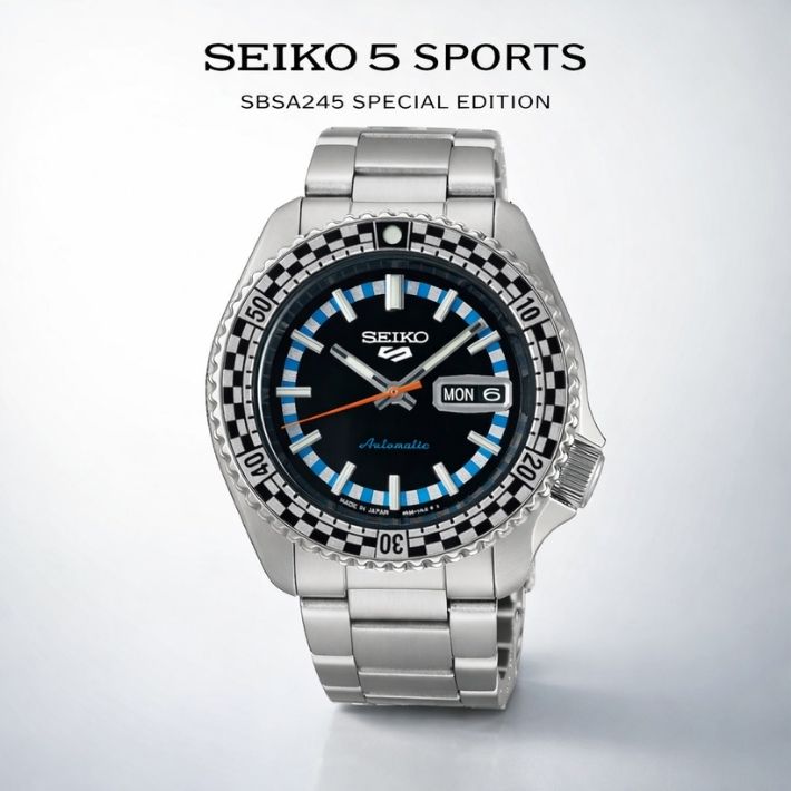 セイコー5 スポーツ SEIKO 5 SPORTS 自動巻き 機械式 腕時計 メンズ メカニカル 4R36 シースルーバック 10気圧防水 チェッカーフラッグ 復刻デザイン SKXケース SBSA245