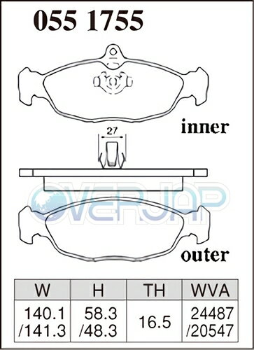 P0510705 / 0551755 DIXCEL プレミアム ブレーキパッド 1台分セット JAGUAR/DAIMLER(ジャガー/ダイムラー) XJR(NAW) JLFB/J15MA/J15MB 1997/10〜2003/4 4.0 V8 Supercharger 車台No.F00035〜