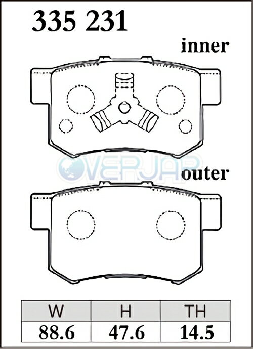 ES331200 / 335231 DIXCEL ES ブレーキパッド 1台分セット ホンダ アコードツアラー CW2 08/12〜 2400 TYPE S除く