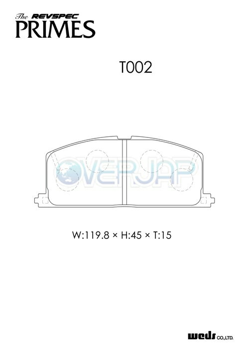 PR-T002 WedsSport レブスペックプライム ブレーキパッド フロント左右セット トヨタ カローラ CE104 1991/10〜1995/5