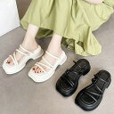 厚底サンダル ストラップ 美脚 韓国ファッション(T)