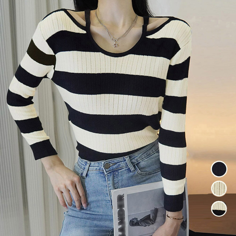 ホルターネックリブニットトップス (T)