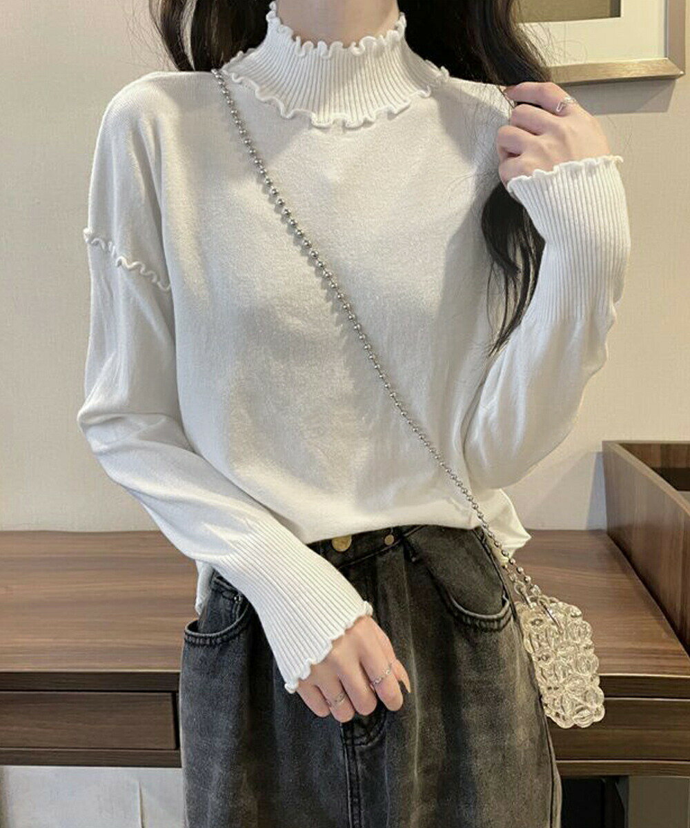 メロウフリル リブニット プチハイネック (T)