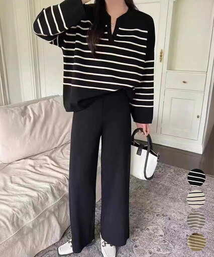 ニットセットアップ トップスパンツセット (T) ニットセットアップ トップスパンツセット (T)