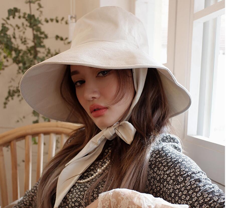 バケットハット　デザイン　春夏　レディース　ファッション　オシャレ　UVカット　リボン (T)