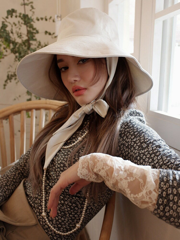 バケットハット　デザイン　春夏　レディース　ファッション　オシャレ　UVカット　リボン (T)