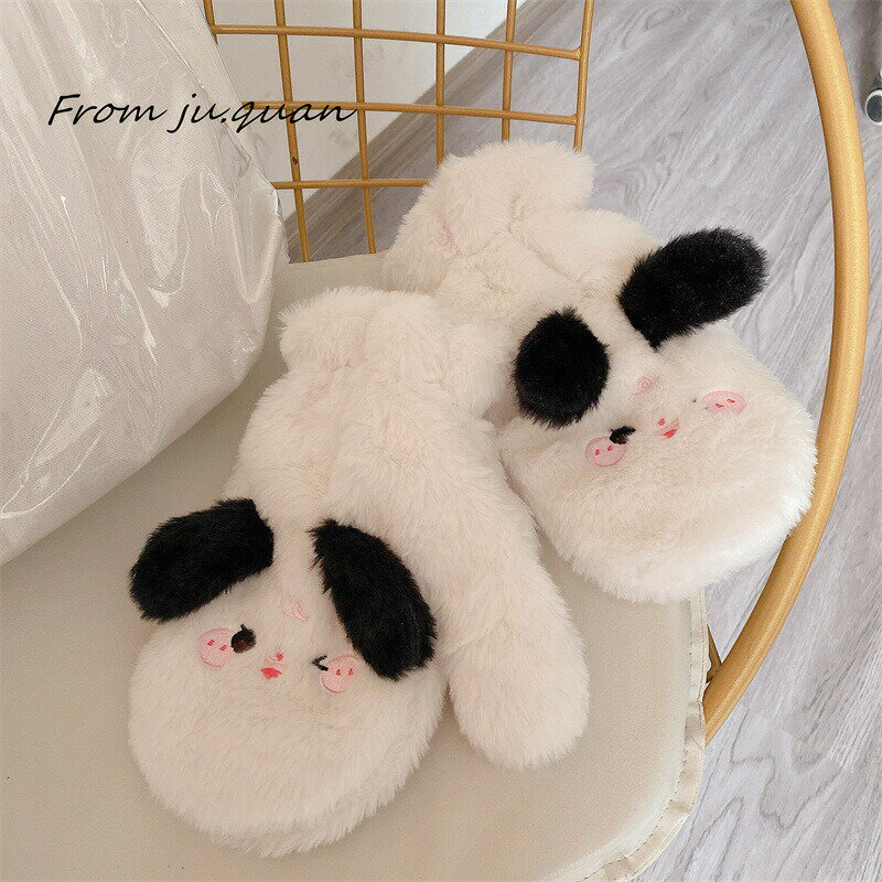 レディース手袋　韓国ファッション　秋冬　かわいい　厚手　もこもこ　兎 (T)