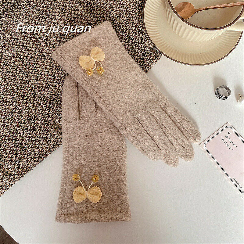さくらんぼスマホ対応レディース手袋 (T)