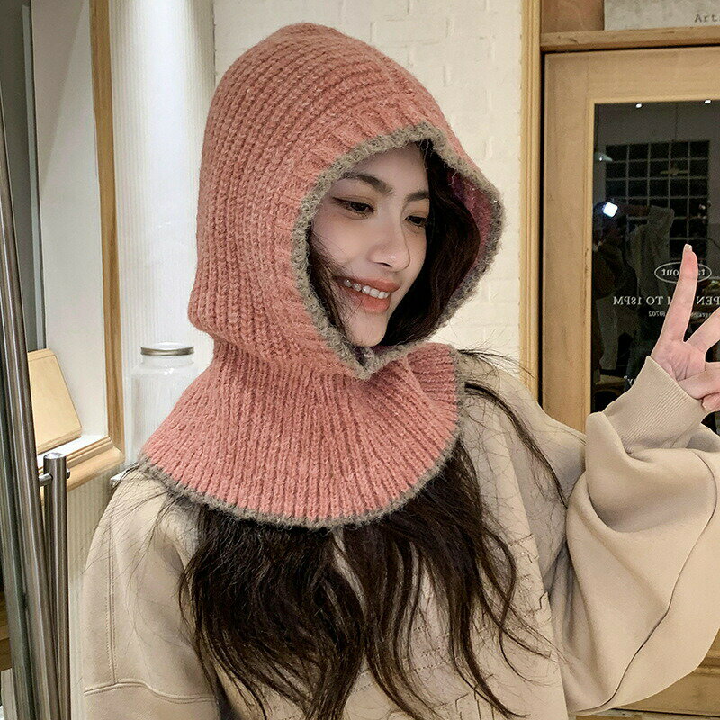 レディースニットキャップ　バラクラバフードウォーマー (T)