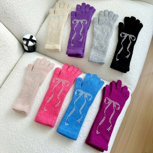 ニット手袋 蝶結びデザイン (T) ニット手袋 蝶結びデザイン (T)