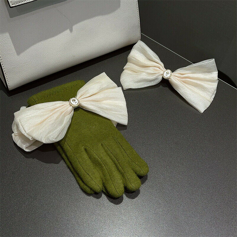 リボン手袋　レディース　蝶結びバレッタ (T)