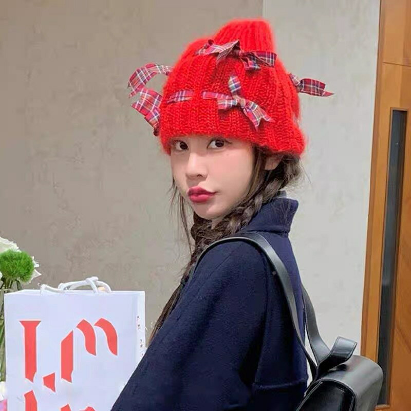 リボン付きニットキャップ (T)