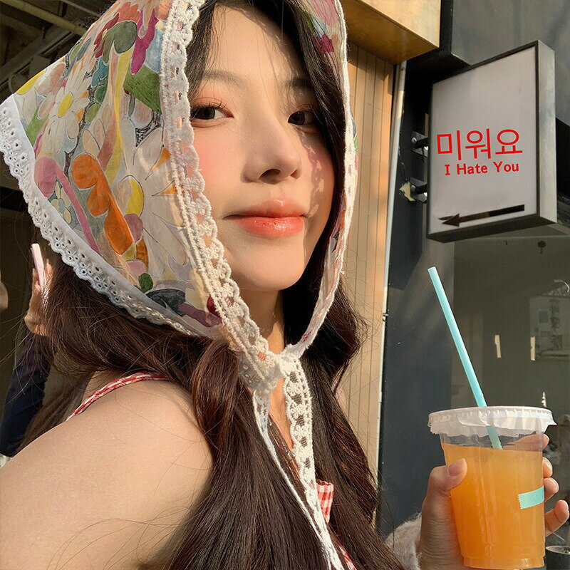 フラワー柄スカーフヘアバンド (T)