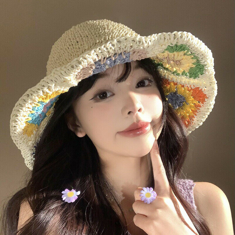 麦わら帽子 UVカット 春夏 レディース 韓国ファッション オシャレ ストロー (T)