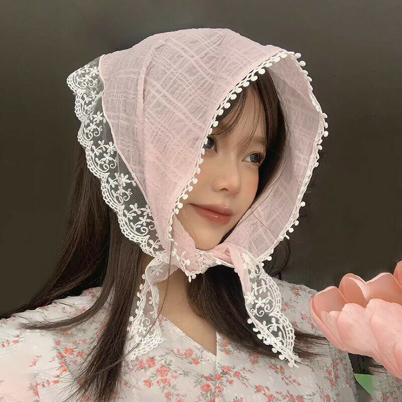三角スカーフ ヘアバンド かわいい INS 春夏 韓国ファッション レース (T)
